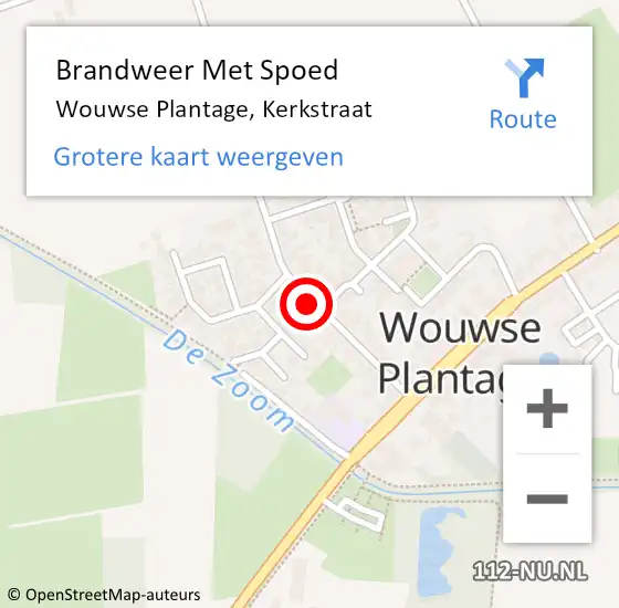 Locatie op kaart van de 112 melding: Brandweer Met Spoed Naar Wouwse Plantage, Kerkstraat op 26 januari 2022 17:20