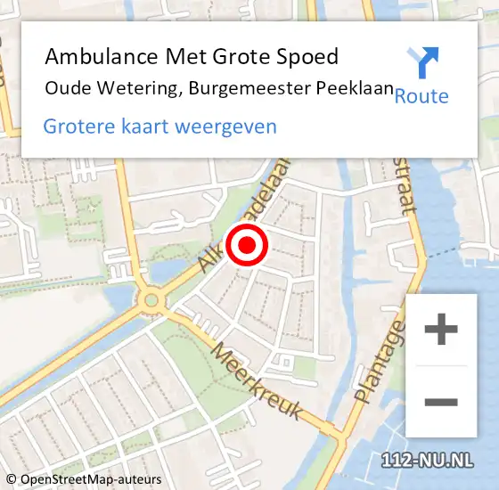 Locatie op kaart van de 112 melding: Ambulance Met Grote Spoed Naar Oude Wetering, Burgemeester Peeklaan op 26 januari 2022 18:24