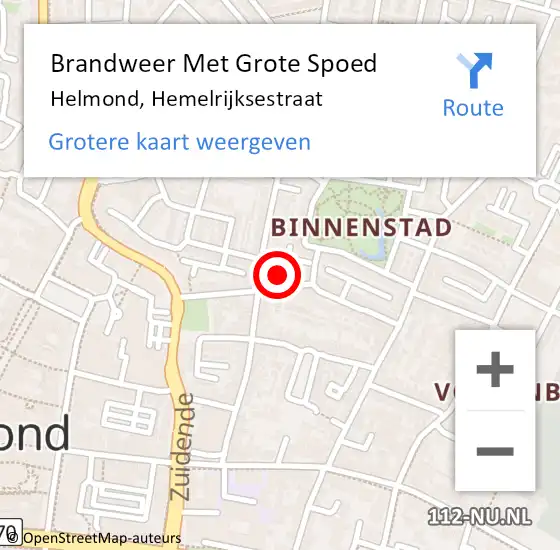 Locatie op kaart van de 112 melding: Brandweer Met Grote Spoed Naar Helmond, Hemelrijksestraat op 26 januari 2022 19:02