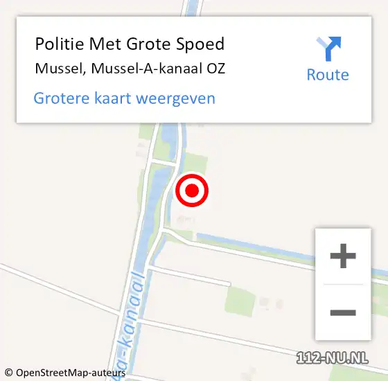 Locatie op kaart van de 112 melding: Politie Met Grote Spoed Naar Mussel, Mussel-A-kanaal OZ op 26 januari 2022 21:21