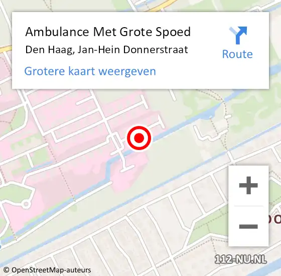 Locatie op kaart van de 112 melding: Ambulance Met Grote Spoed Naar Den Haag, Jan-Hein Donnerstraat op 26 januari 2022 21:54