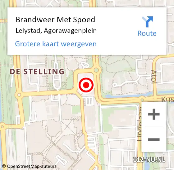 Locatie op kaart van de 112 melding: Brandweer Met Spoed Naar Lelystad, Agorawagenplein op 26 januari 2022 23:44