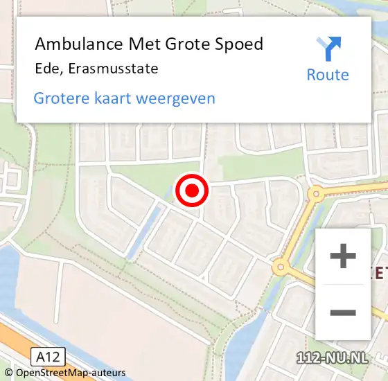 Locatie op kaart van de 112 melding: Ambulance Met Grote Spoed Naar Ede, Erasmusstate op 27 januari 2022 00:55