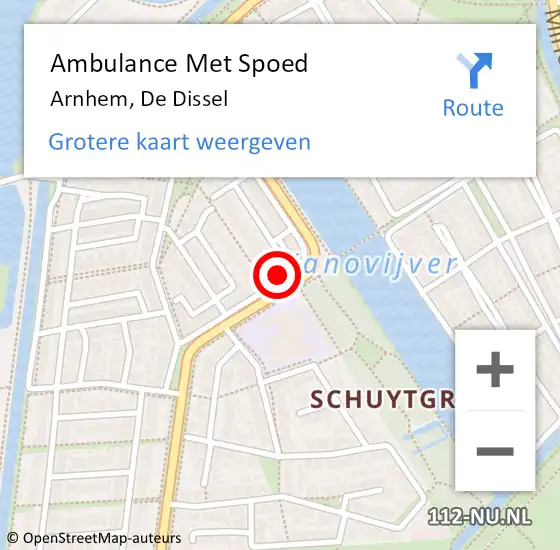 Locatie op kaart van de 112 melding: Ambulance Met Spoed Naar Arnhem, De Dissel op 27 januari 2022 12:57