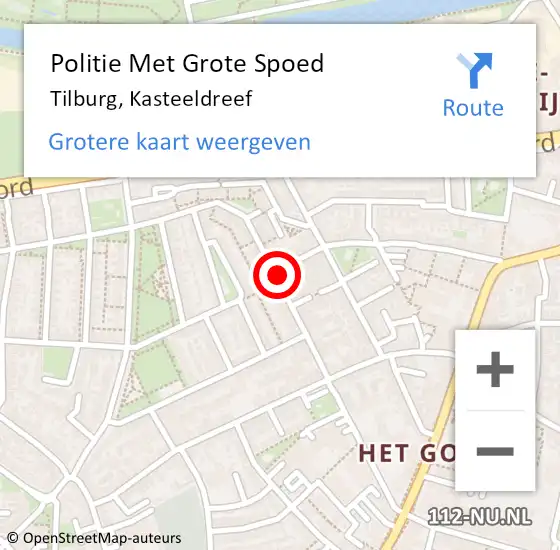 Locatie op kaart van de 112 melding: Politie Met Grote Spoed Naar Tilburg, Kasteeldreef op 27 januari 2022 15:20