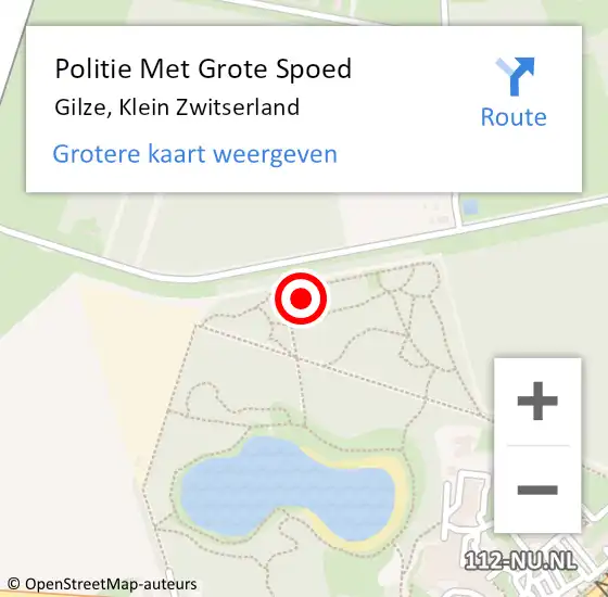 Locatie op kaart van de 112 melding: Politie Met Grote Spoed Naar Gilze, Klein Zwitserland op 27 januari 2022 17:02