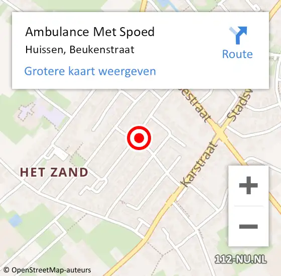 Locatie op kaart van de 112 melding: Ambulance Met Spoed Naar Huissen, Beukenstraat op 27 januari 2022 17:43