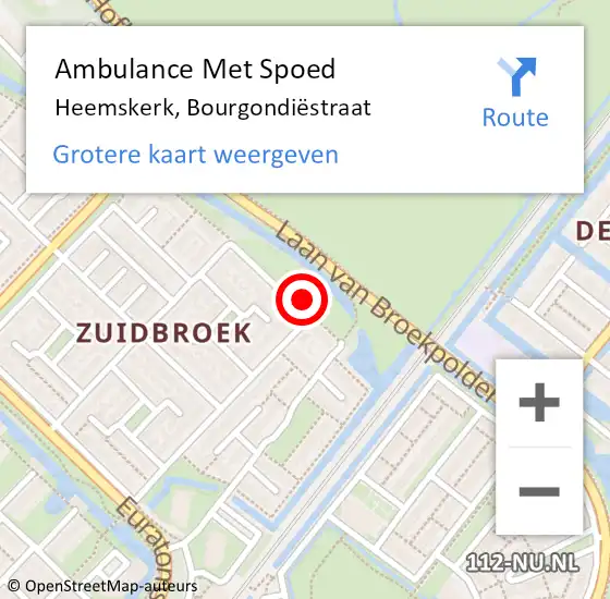 Locatie op kaart van de 112 melding: Ambulance Met Spoed Naar Heemskerk, Bourgondiëstraat op 27 januari 2022 19:21