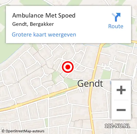 Locatie op kaart van de 112 melding: Ambulance Met Spoed Naar Gendt, Bergakker op 27 januari 2022 19:30