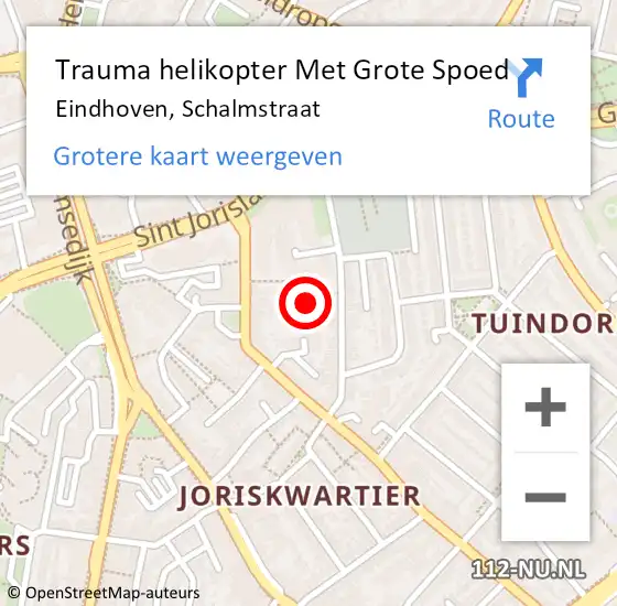 Locatie op kaart van de 112 melding: Trauma helikopter Met Grote Spoed Naar Eindhoven, Schalmstraat op 27 januari 2022 19:39