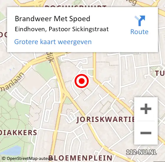 Locatie op kaart van de 112 melding: Brandweer Met Spoed Naar Eindhoven, Pastoor Sickingstraat op 27 januari 2022 22:45