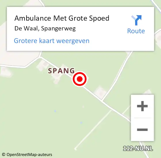 Locatie op kaart van de 112 melding: Ambulance Met Grote Spoed Naar De Waal, Spangerweg op 27 januari 2022 22:46