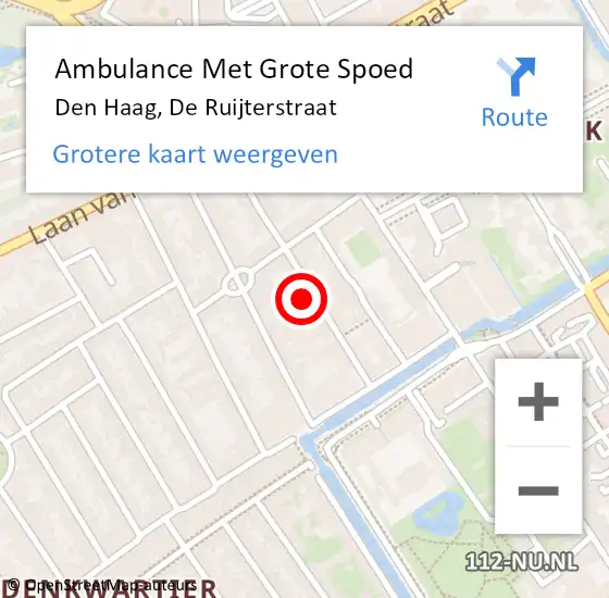Locatie op kaart van de 112 melding: Ambulance Met Grote Spoed Naar Den Haag, De Ruijterstraat op 27 januari 2022 23:13