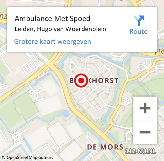 Locatie op kaart van de 112 melding: Ambulance Met Spoed Naar Leiden, Hugo van Woerdenplein op 28 januari 2022 03:57