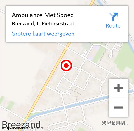 Locatie op kaart van de 112 melding: Ambulance Met Spoed Naar Breezand, L. Pietersestraat op 28 januari 2022 07:01