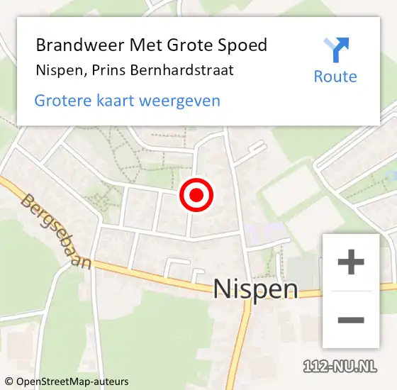Locatie op kaart van de 112 melding: Brandweer Met Grote Spoed Naar Nispen, Prins Bernhardstraat op 28 januari 2022 08:32