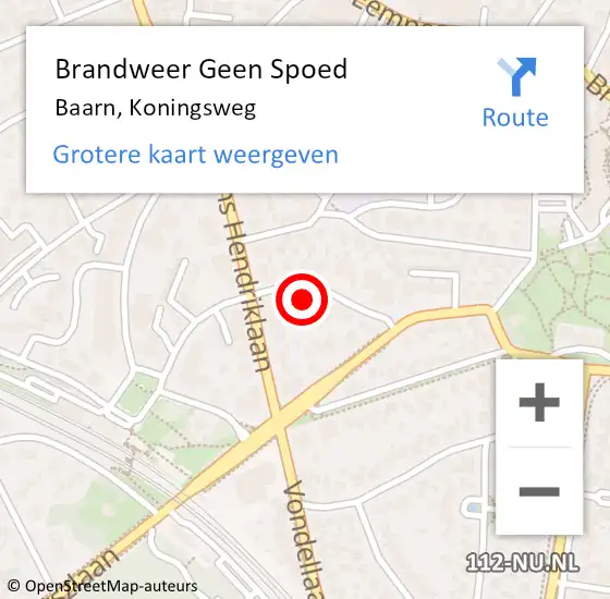 Locatie op kaart van de 112 melding: Brandweer Geen Spoed Naar Baarn, Koningsweg op 28 januari 2022 11:26