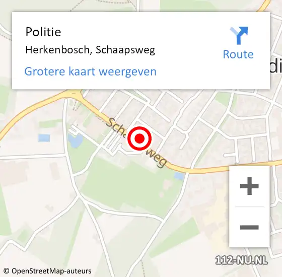 Locatie op kaart van de 112 melding: Politie Herkenbosch, Schaapsweg op 28 januari 2022 11:47