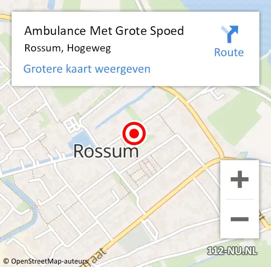 Locatie op kaart van de 112 melding: Ambulance Met Grote Spoed Naar Rossum, Hogeweg op 28 januari 2022 12:34