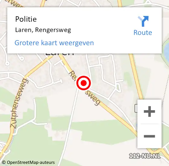Locatie op kaart van de 112 melding: Politie Laren, Rengersweg op 28 januari 2022 14:09