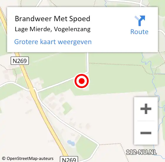 Locatie op kaart van de 112 melding: Brandweer Met Spoed Naar Lage Mierde, Vogelenzang op 28 januari 2022 15:37