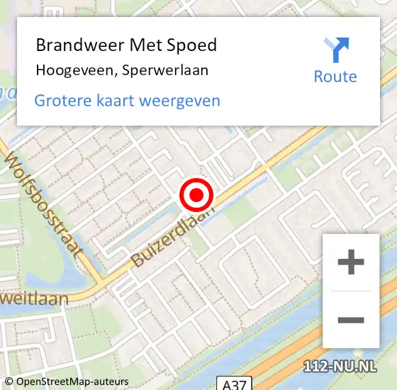 Locatie op kaart van de 112 melding: Brandweer Met Spoed Naar Hoogeveen, Sperwerlaan op 6 juli 2014 16:28