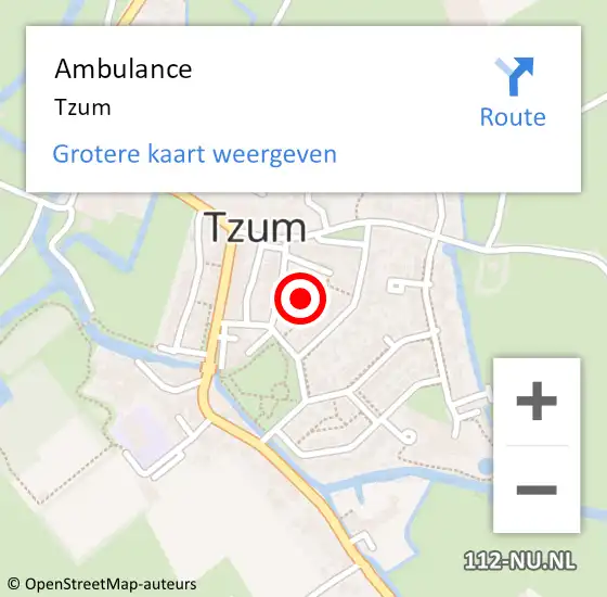 Locatie op kaart van de 112 melding: Ambulance Tzum op 28 januari 2022 16:15