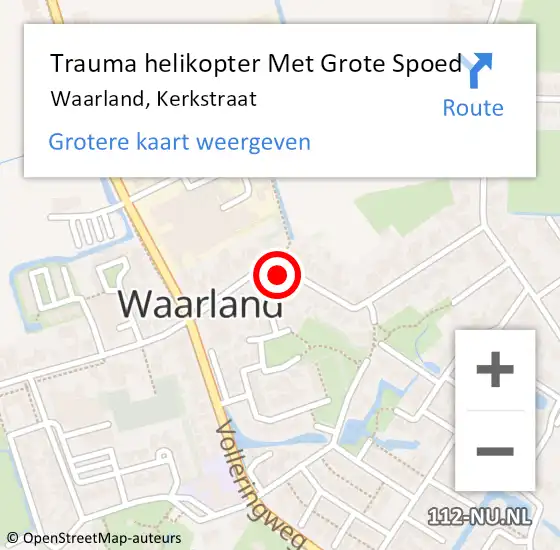 Locatie op kaart van de 112 melding: Trauma helikopter Met Grote Spoed Naar Waarland, Kerkstraat op 28 januari 2022 19:21