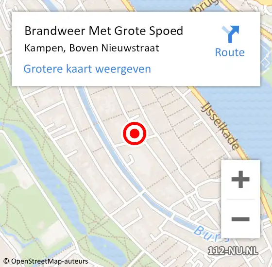 Locatie op kaart van de 112 melding: Brandweer Met Grote Spoed Naar Kampen, Boven Nieuwstraat op 28 januari 2022 20:17