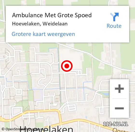 Locatie op kaart van de 112 melding: Ambulance Met Grote Spoed Naar Hoevelaken, Weidelaan op 29 januari 2022 00:33