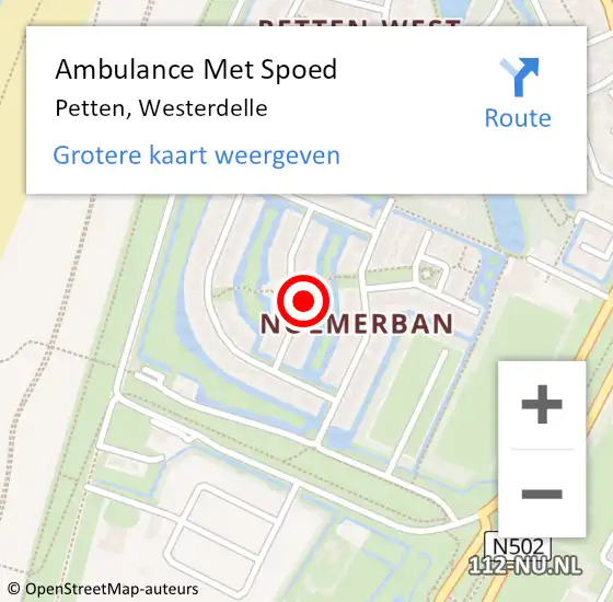 Locatie op kaart van de 112 melding: Ambulance Met Spoed Naar Petten, Westerdelle op 29 januari 2022 00:38