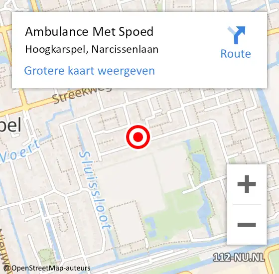 Locatie op kaart van de 112 melding: Ambulance Met Spoed Naar Hoogkarspel, Narcissenlaan op 29 januari 2022 02:57