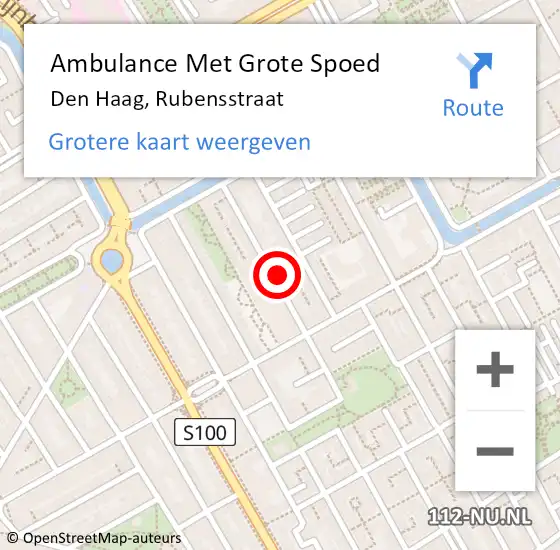 Locatie op kaart van de 112 melding: Ambulance Met Grote Spoed Naar Den Haag, Rubensstraat op 29 januari 2022 03:48