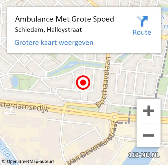 Locatie op kaart van de 112 melding: Ambulance Met Grote Spoed Naar Schiedam, Halleystraat op 29 januari 2022 11:36