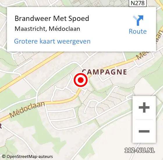 Locatie op kaart van de 112 melding: Brandweer Met Spoed Naar Maastricht, Médoclaan op 29 januari 2022 13:00