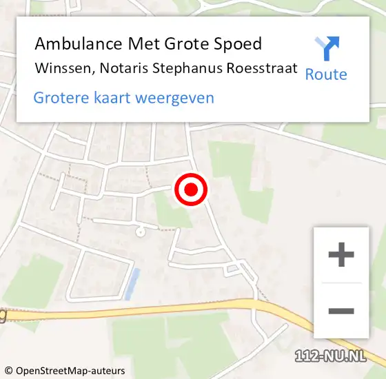 Locatie op kaart van de 112 melding: Ambulance Met Grote Spoed Naar Winssen, Notaris Stephanus Roesstraat op 29 januari 2022 14:00