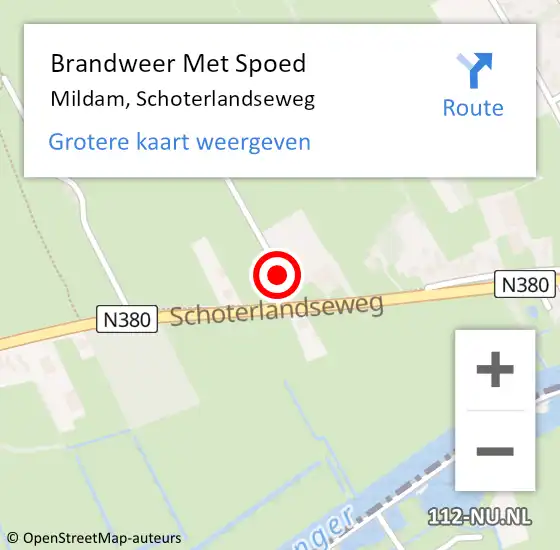 Locatie op kaart van de 112 melding: Brandweer Met Spoed Naar Mildam, Schoterlandseweg op 29 januari 2022 15:20