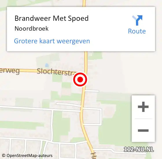 Locatie op kaart van de 112 melding: Brandweer Met Spoed Naar Noordbroek op 29 januari 2022 16:10