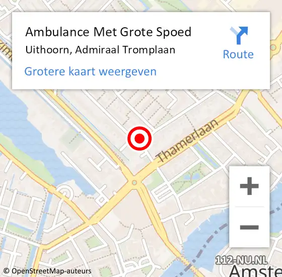 Locatie op kaart van de 112 melding: Ambulance Met Grote Spoed Naar Uithoorn, Admiraal Tromplaan op 29 januari 2022 16:20