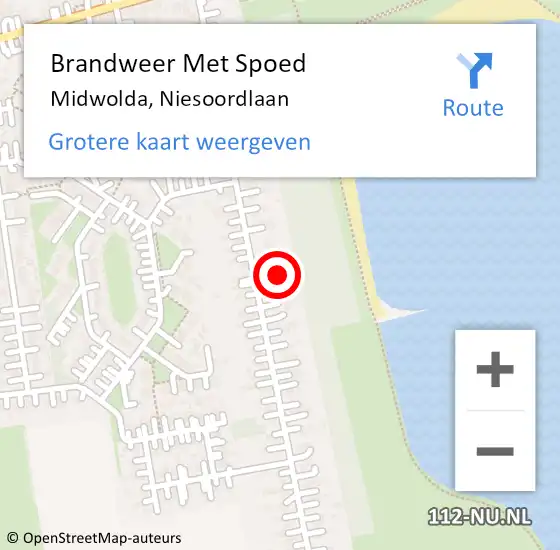 Locatie op kaart van de 112 melding: Brandweer Met Spoed Naar Midwolda, Niesoordlaan op 29 januari 2022 17:46