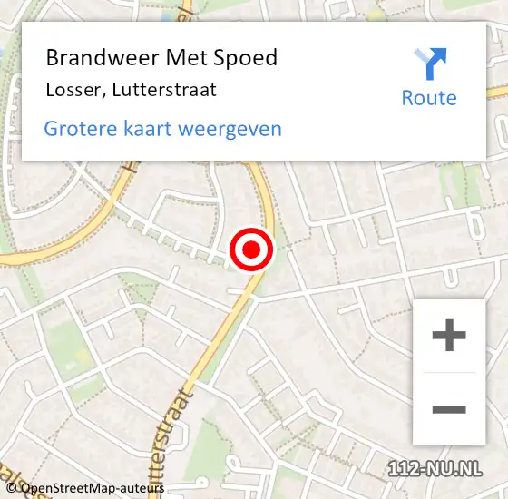 Locatie op kaart van de 112 melding: Brandweer Met Spoed Naar Losser, Lutterstraat op 29 januari 2022 18:34