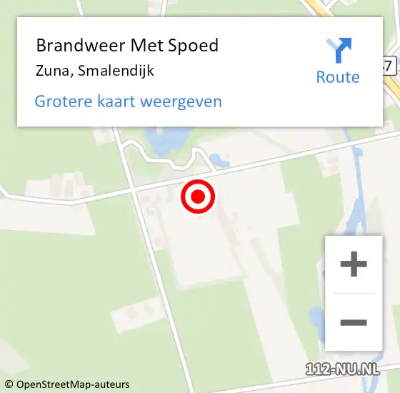 Locatie op kaart van de 112 melding: Brandweer Met Spoed Naar Zuna, Smalendijk op 29 januari 2022 18:35
