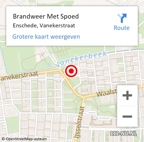 Locatie op kaart van de 112 melding: Brandweer Met Spoed Naar Enschede, Vanekerstraat op 29 januari 2022 19:11