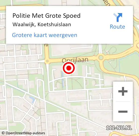 Locatie op kaart van de 112 melding: Politie Met Grote Spoed Naar Waalwijk, Koetshuislaan op 29 januari 2022 19:14