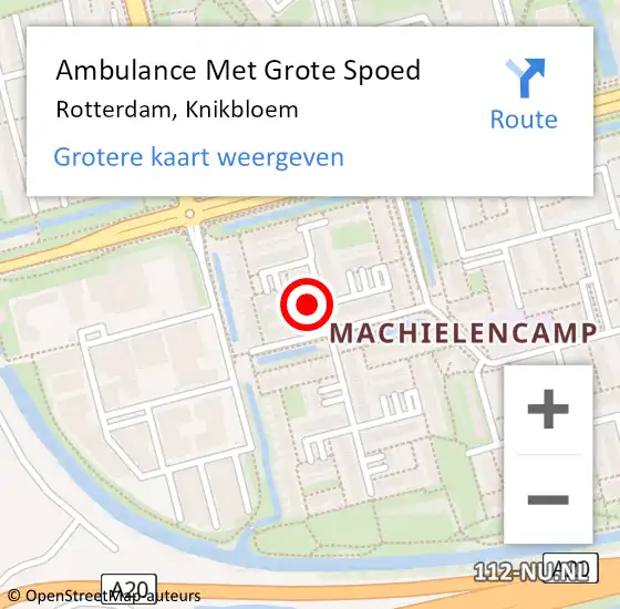 Locatie op kaart van de 112 melding: Ambulance Met Grote Spoed Naar Rotterdam, Knikbloem op 29 januari 2022 20:38