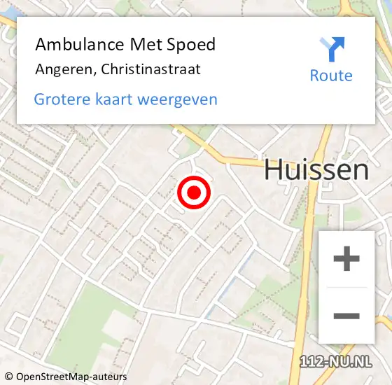 Locatie op kaart van de 112 melding: Ambulance Met Spoed Naar Angeren, Christinastraat op 29 januari 2022 22:24