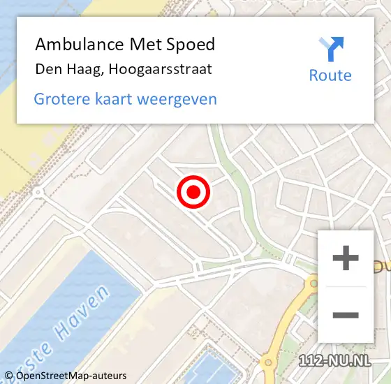 Locatie op kaart van de 112 melding: Ambulance Met Spoed Naar Den Haag, Hoogaarsstraat op 29 januari 2022 23:19