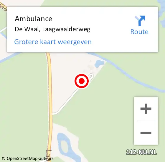 Locatie op kaart van de 112 melding: Ambulance De Waal, Laagwaalderweg op 30 januari 2022 01:44