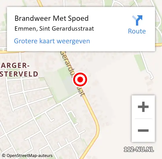 Locatie op kaart van de 112 melding: Brandweer Met Spoed Naar Emmen, Sint Gerardusstraat op 30 januari 2022 03:22