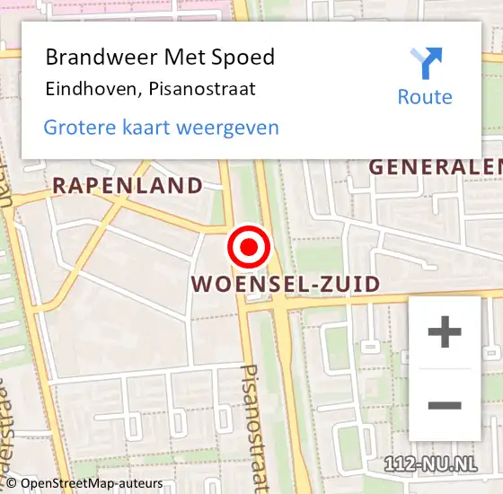 Locatie op kaart van de 112 melding: Brandweer Met Spoed Naar Eindhoven, Pisanostraat op 30 januari 2022 08:35